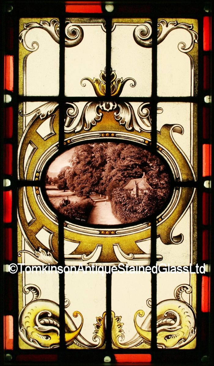 Ref: Ed249 - Edwardian Stained Glass Window - "Park Lane" - Image 2