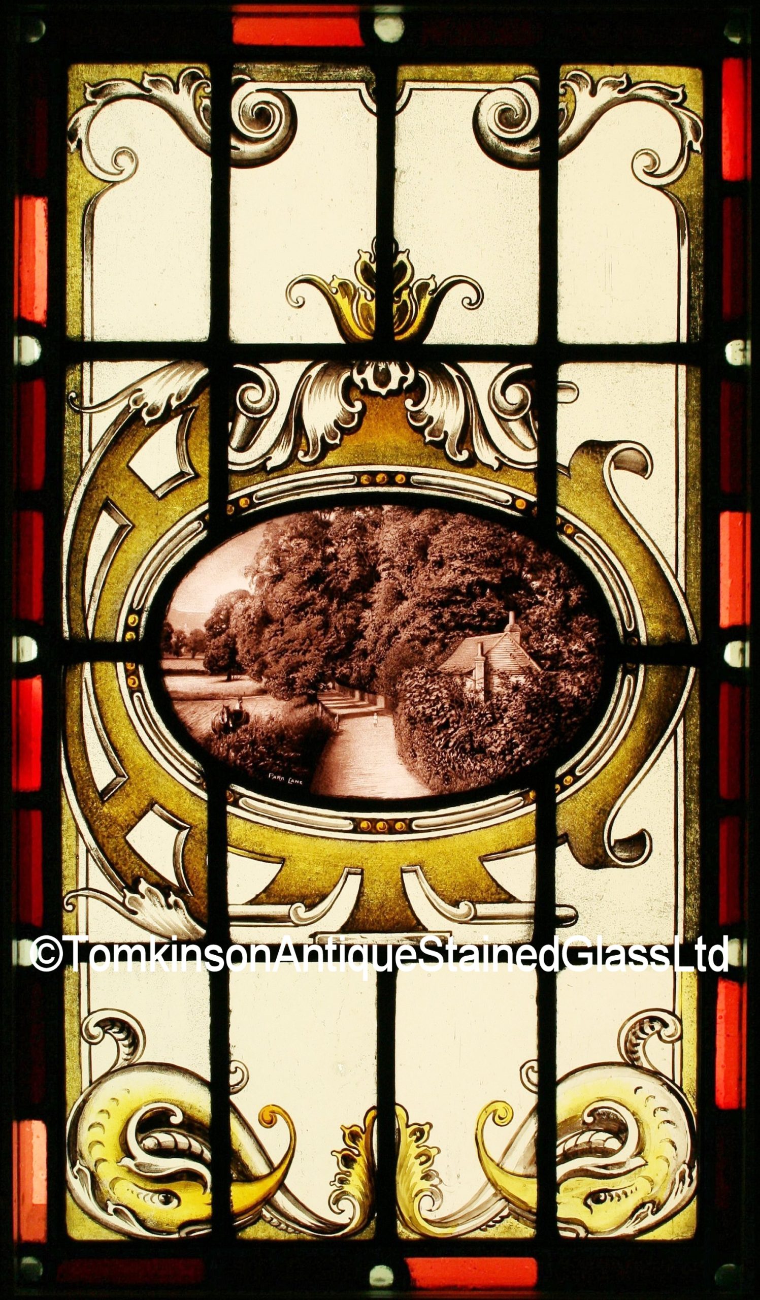 Ref: Ed249 - Edwardian Stained Glass Window - "Park Lane" - Image 2