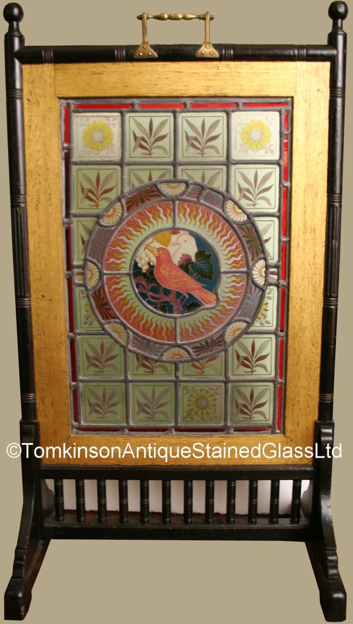 Ref: Vic413 - Antique Victorian Stained Glass Window - "Arts & Crafts Screen  by Marsh, Jones & Cribbs, Leeds - Hand Painted Stained Glass by Morris & Co." - Image 2
