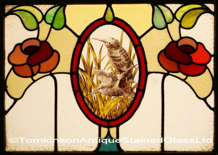 Ref: Ed305- 2 Edwardian Stained Glass Windows - "Dicky Birds" - Image 4