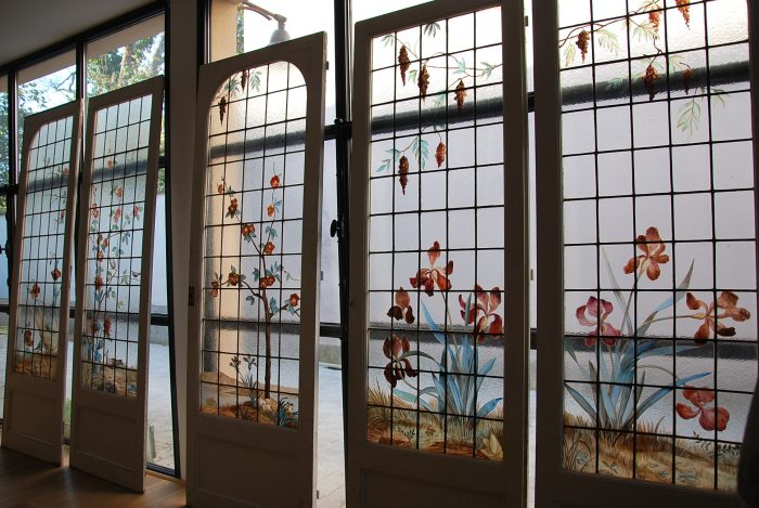 Ref: Fre215 - 4 French Stained Glass Windows - "Architectural Entrance Way" - Image 9