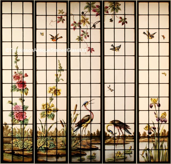 Ref: Fre247 - 10 Antique French Stained Glass Windows - "Pond Scene" - Image 3