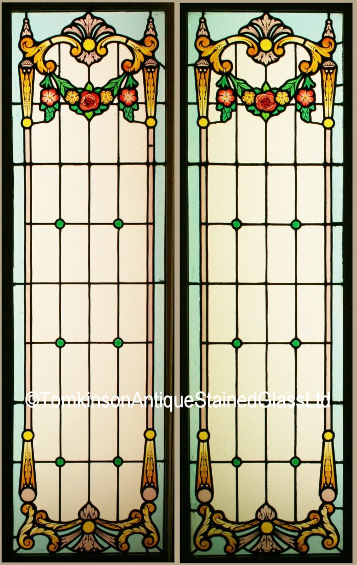 Ref: Fre243 - Antique French Stained Glass Window - "Rose & Acanthus" - Image 2