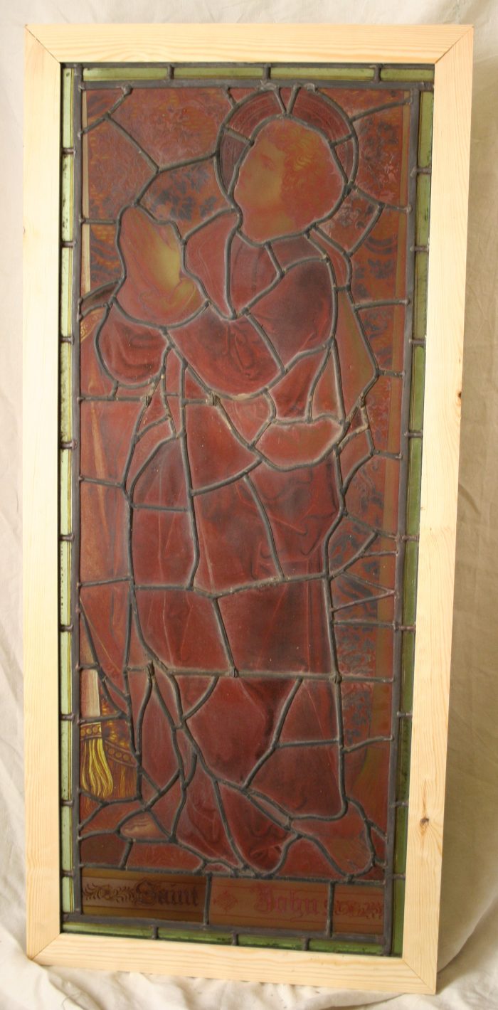 Ref: Rel268 - 2 Antique Religious Church Stained Glass Windows - "St Mary & St John" - Image 5