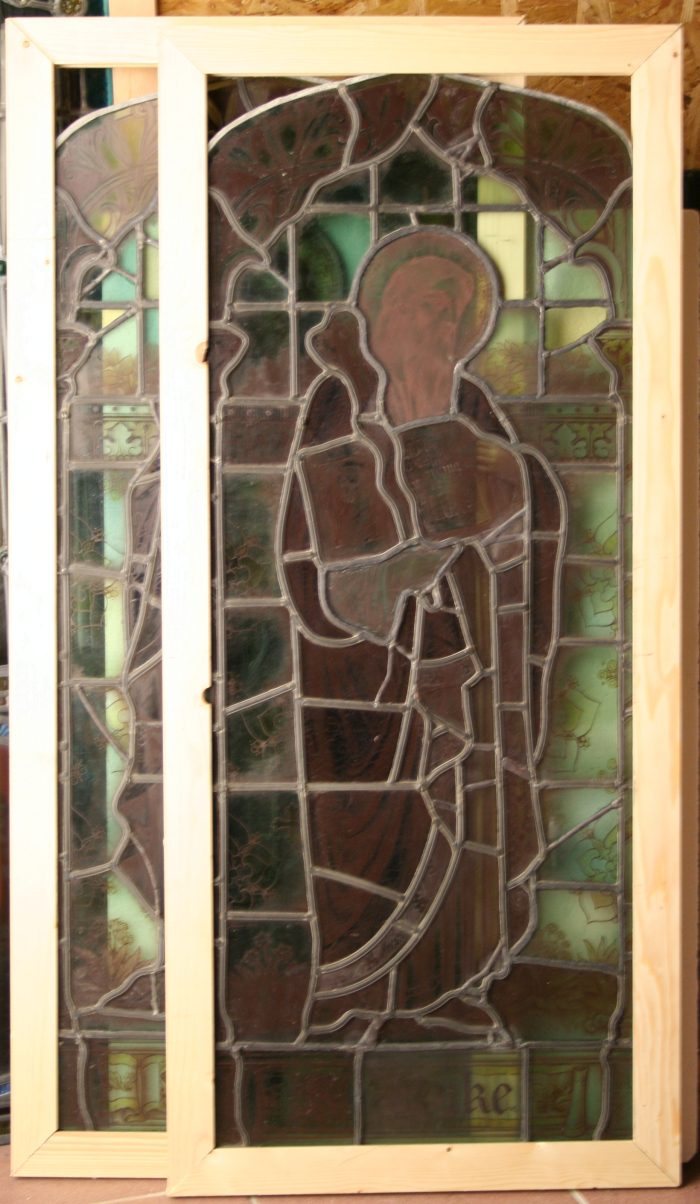 Ref: Rel305 - 2 Antique Religious Church Stained Glass Windows - "St Luke ~ St Paul" - Image 8