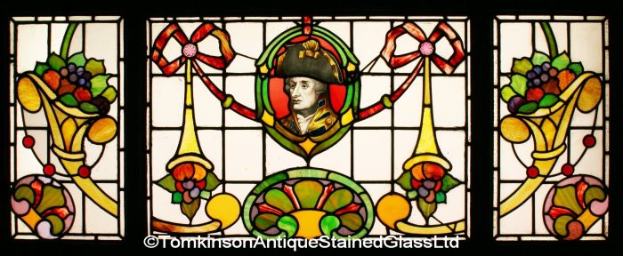Ref: Ed262 - Edwardian Stained Glass Window - "Lord Horatio Nelson" - Image 2