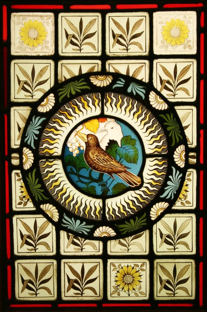 Ref: Vic413 - Antique Victorian Stained Glass Window - "Arts & Crafts Screen  by Marsh, Jones & Cribbs, Leeds - Hand Painted Stained Glass by Morris & Co." - Image 3
