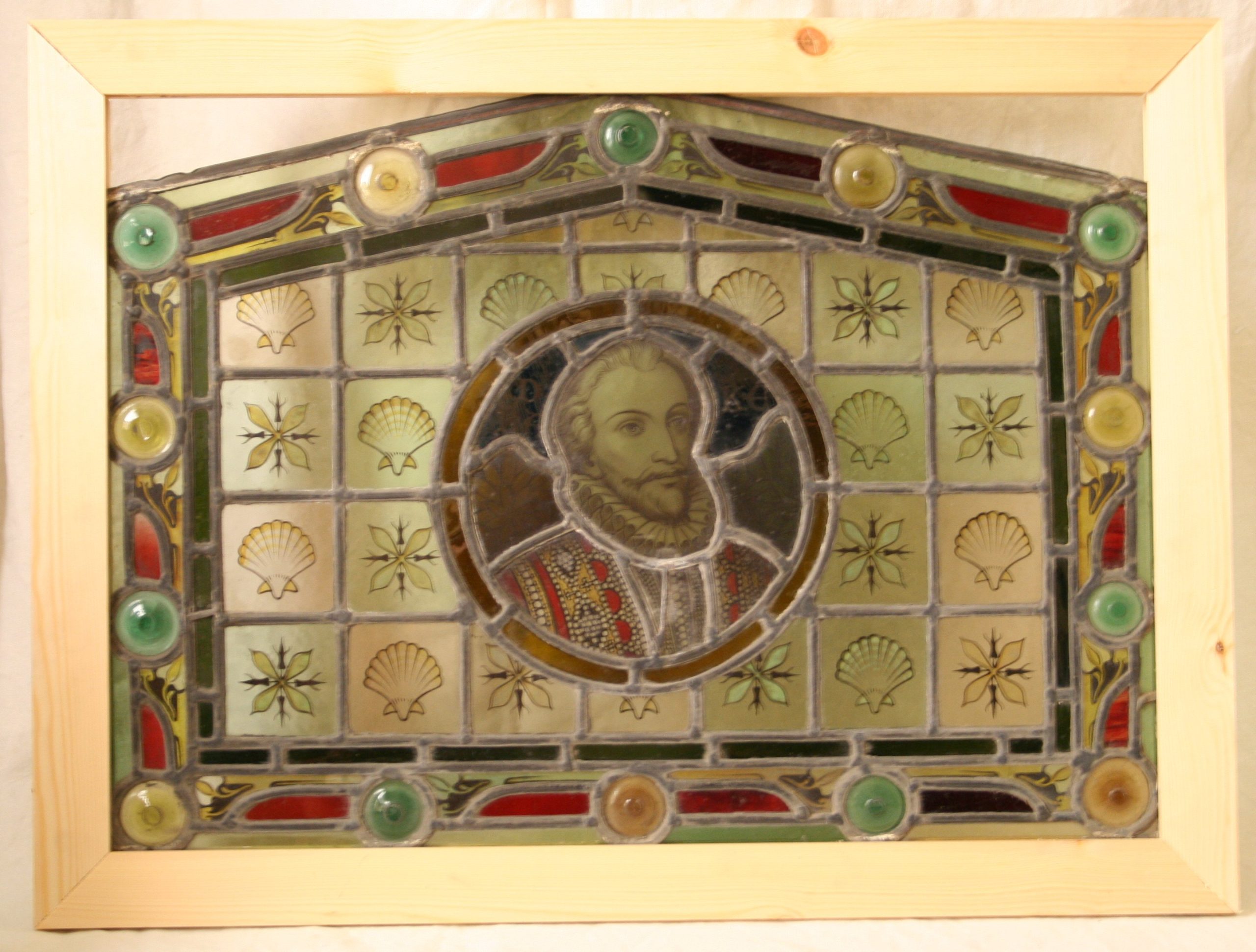 Ref: Vic446 - 3 Antique Victorian Stained Glass Windows - "Drake ~ Raleigh ~ Columbus" - Image 6