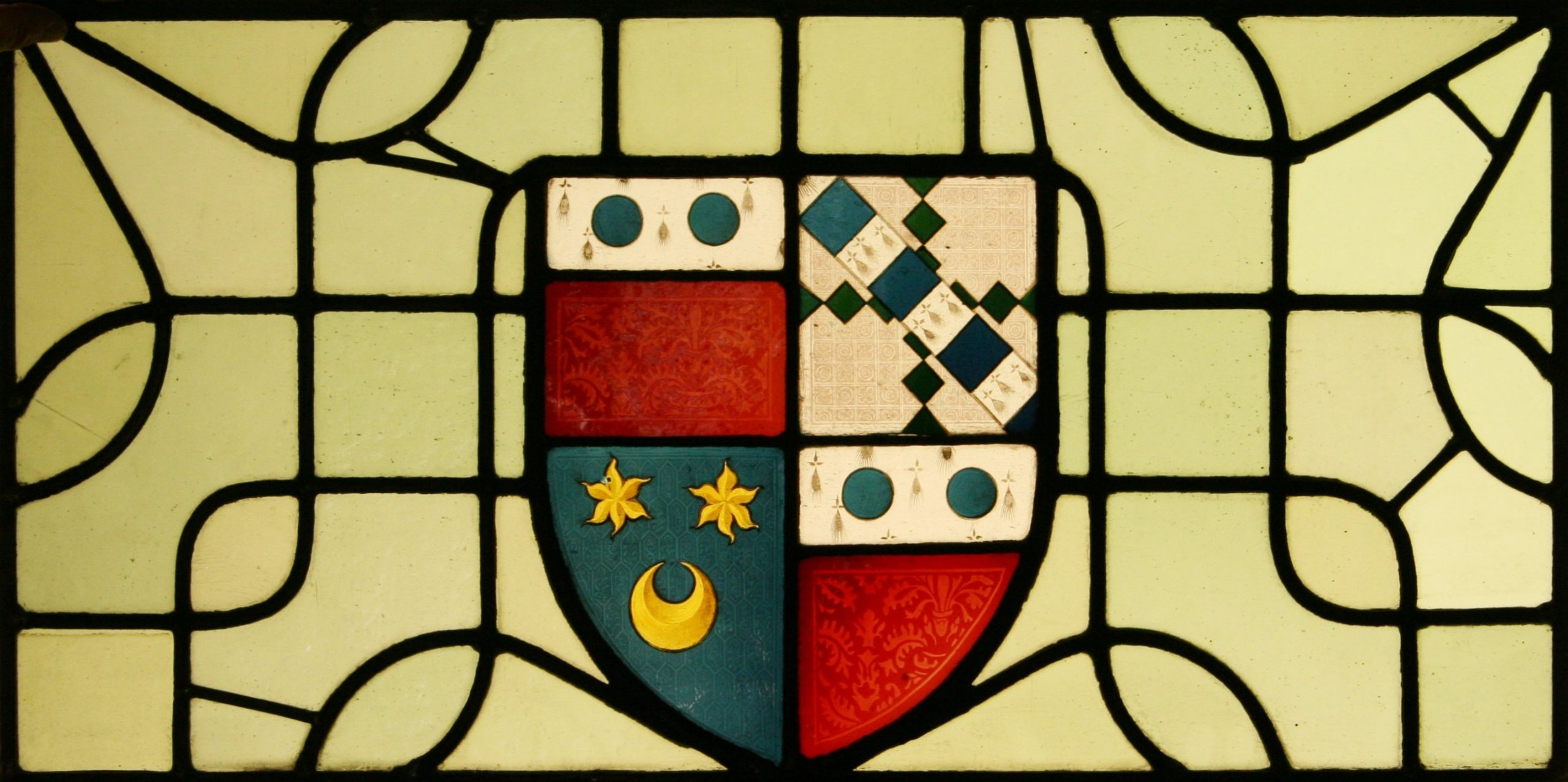 Ref: Vic490 - 2 Antique Victorian Stained Glass Windows - "Heraldic - Coat of Arms - Armorial" - Image 2