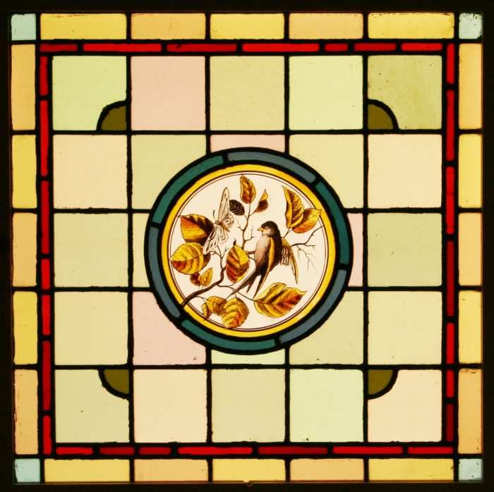 Ref: Vic500 - 3 Antique Victorian Stained Glass Windows - "Dicky Birds" - Image 2