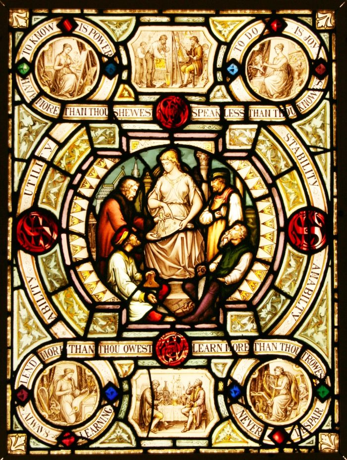 Ref: Vic512 - Antique Victorian Stained Glass Window - "The Arts" - Image 2