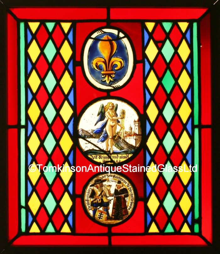 Ref: Ron160 - Roundels - Antique Stained Glass Window - "Harlequin Window" - Image 2