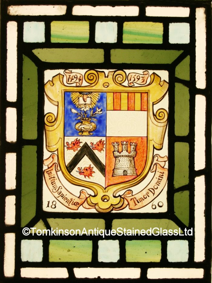 Ref: Ron394 - Roundels - 2 Antique Stained Glass Windows - "Heraldic ~ Armorial ~ Coat of Arms" - Image 2