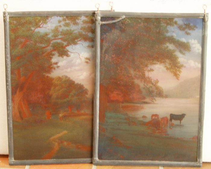 Ref: Ron345 - 2 Roundels - Antique Stained Glass Windows - "Country Scenes" - Image 8