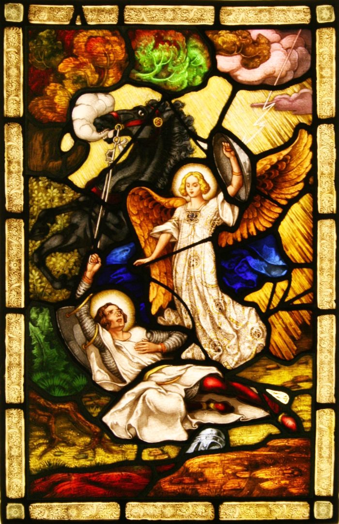 Ref: Ron374 - Roundels - Antique Stained Glass Window - "The Conversion of Saul (St Paul)" - Image 3