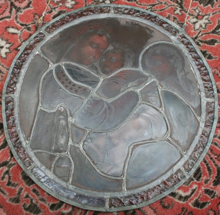 Ref: Ron389 - Roundels - Antique Stained Glass Window - "Madonna & Child" - Image 4