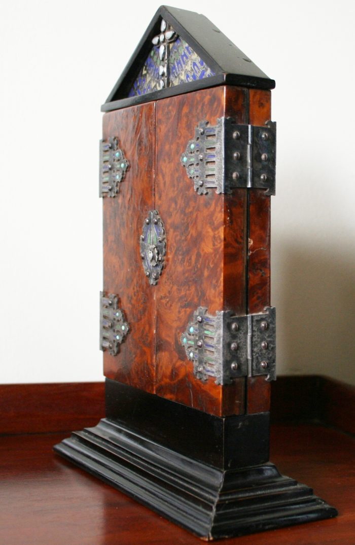 Ref: Ant100 - Antiques - French Limoges Enamel & Wood Religious Triptych - Image 3