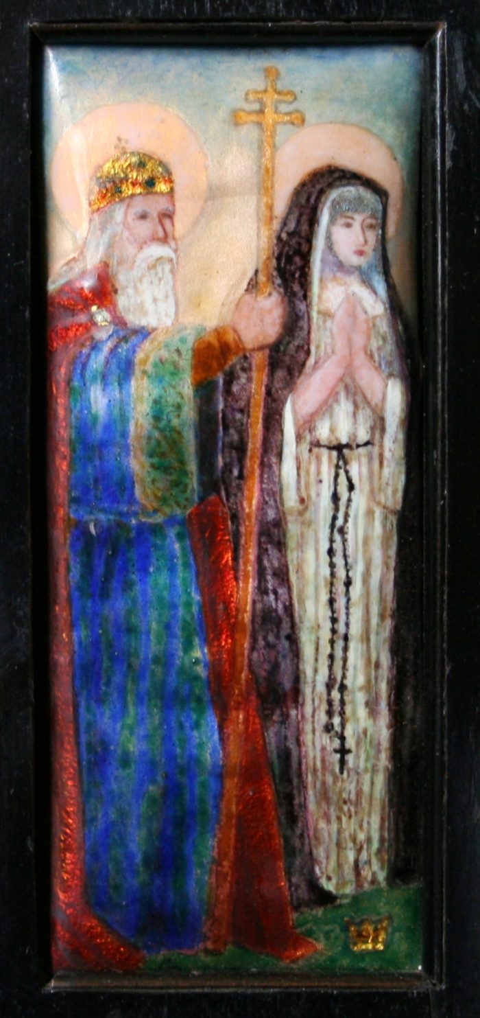 Ref: Ant100 - Antiques - French Limoges Enamel & Wood Religious Triptych - Image 6