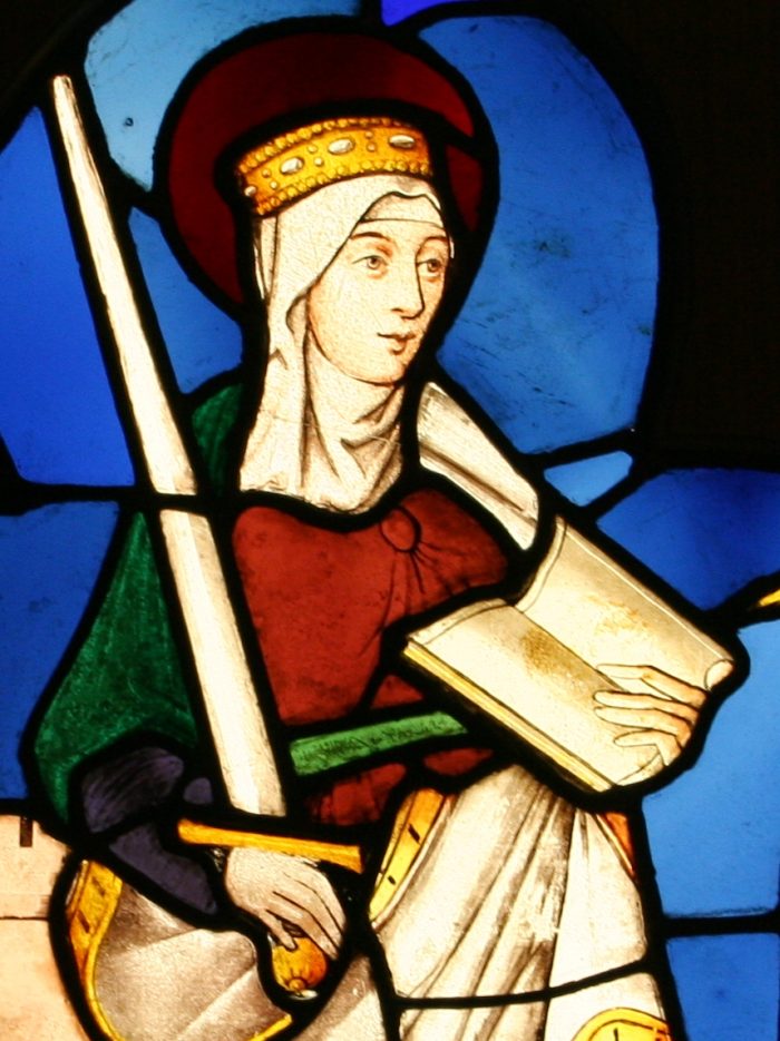 Ref: Rel313 - Antique Religious Church Stained Glass Window - "Catherine of Alexandria" - Image 3