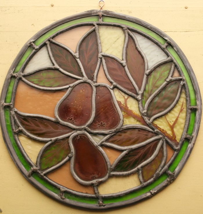 Ref: Ron408 - Roundel - Antique Stained Glass Window - "Pears & Foliage" - Image 4