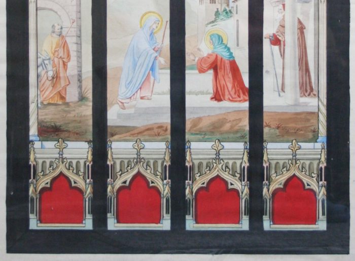 Ref: Ant106 - Antiques - Victorian Church Watercolour - "Mary & Joeseph" - Image 3
