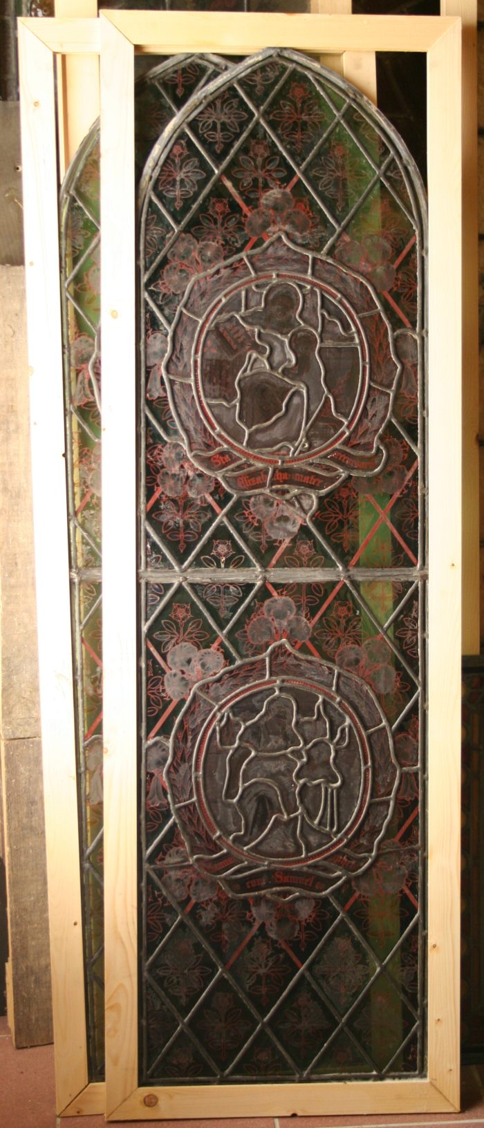 Ref: Rel319 - 2 Antique Religious Church Stained Glass Windows - "Lancet Windows" - Image 7