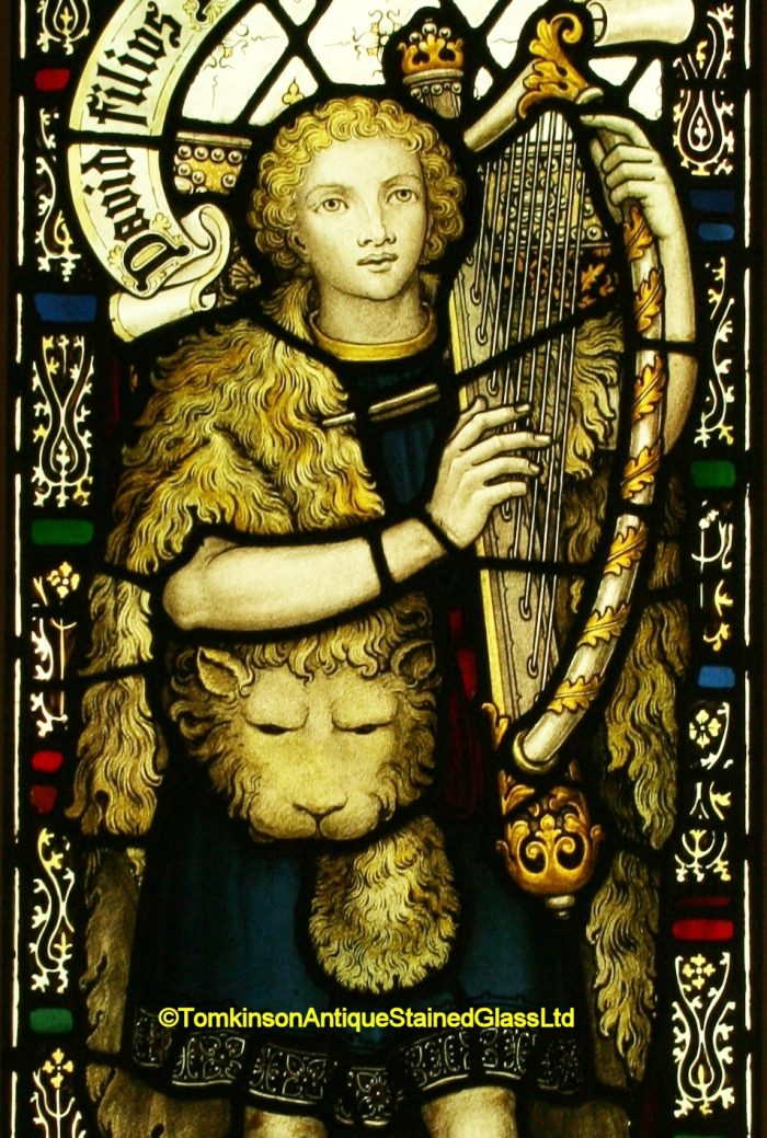 Ref: Rel320 - Antique Religious Church Stained Glass Window  - "Youthful David" - Image 3