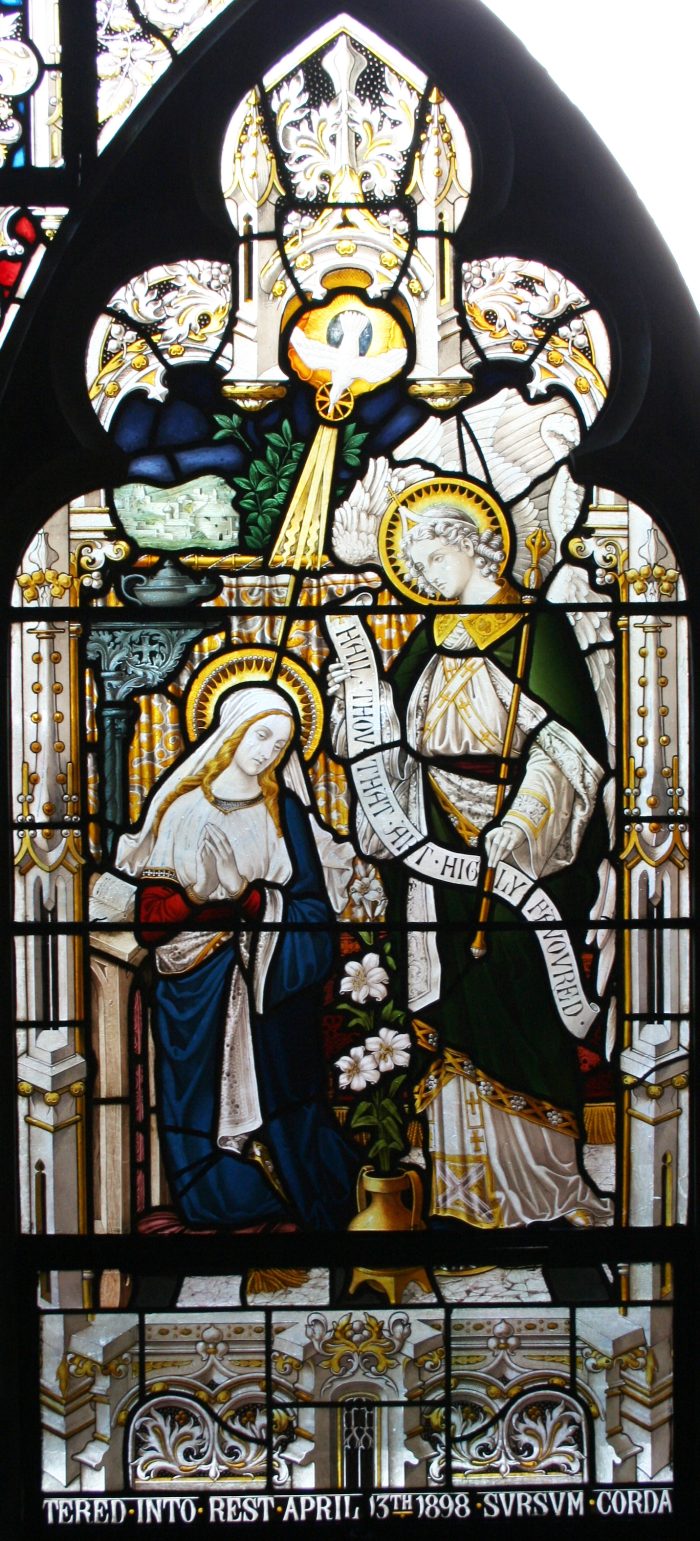 Ref: Rel322 - Antique Religious Church Stained Glass Window  - Nativity & The Annunciation - Image 4