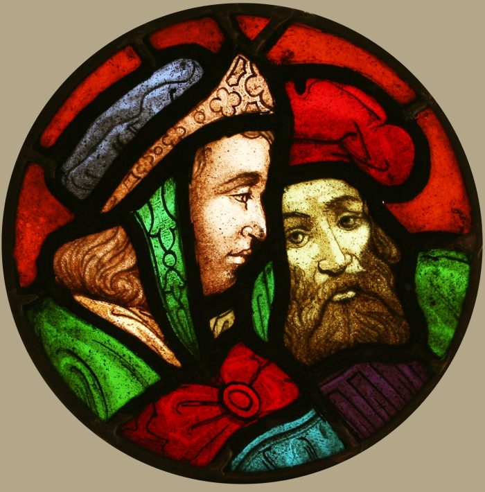 Hand painted coloured glass