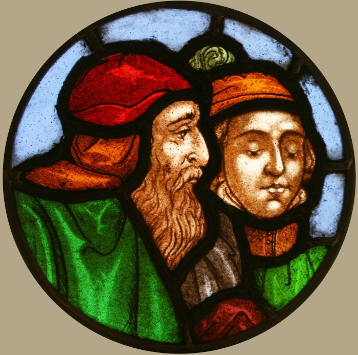 Ref: Ron412 - Roundel - 4 Antique Stained Glass Panels - Medieval Figures - Image 6