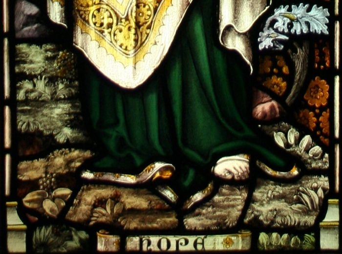 Ref: Rel332 - 2 Antique Religious Church Stained Glass Windows -  "St Faith & St Hope" - Image 6