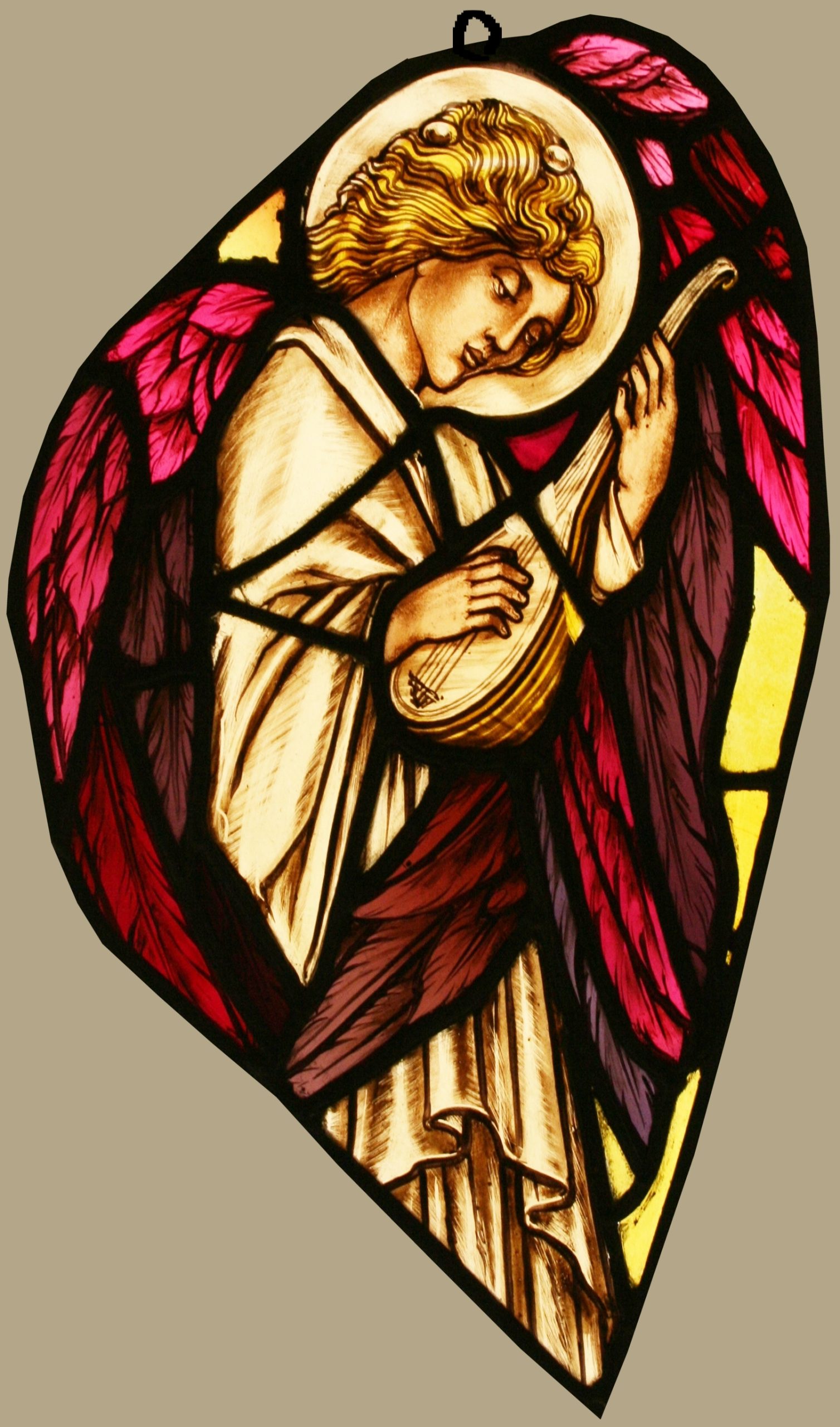 Ref: Ron417 - Roundel - Pair Antique Church Tracery Panels - Musical Angels - Image 2