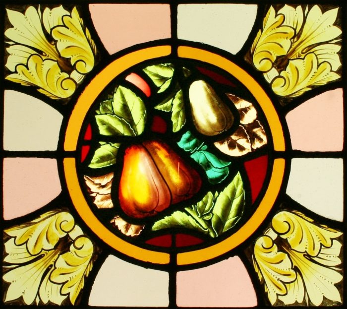 Ref: Vic535 - Victorian Stained Glass Windows -  2 Hand Painted Fruit Windows - Image 5