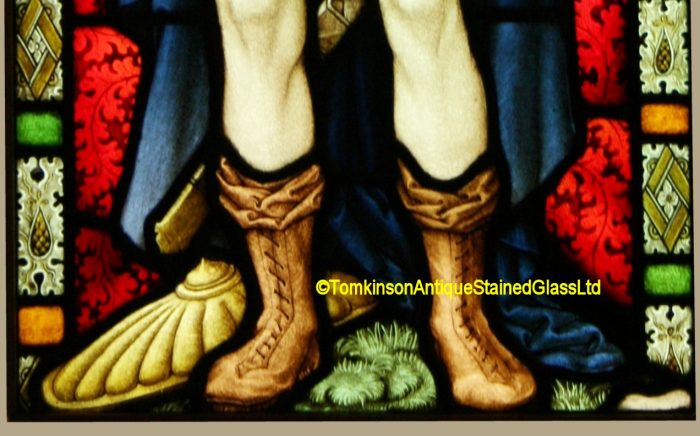 Ref: Rel336 - 2 Antique Religious Church Stained Glass Windows -  Courage & Victory - Image 9