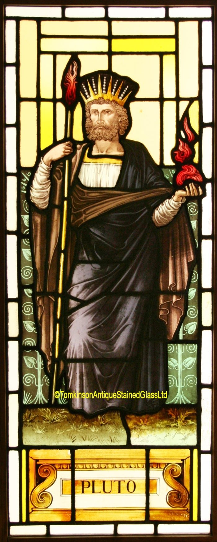 Ref: Vic541 - Victorian Stained Glass Window - Pluto Greek God of Wealth - Image 2