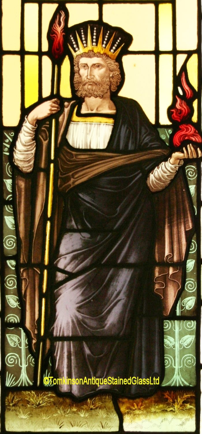 Ref: Vic541 - Victorian Stained Glass Window - Pluto Greek God of Wealth - Image 3
