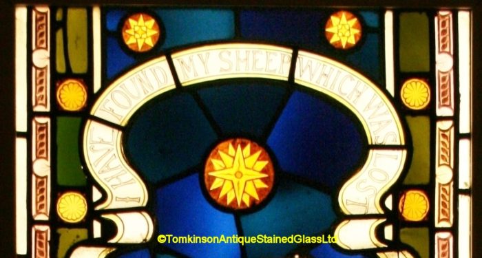 Ref: Rel344 - Antique Religious Church Stained Glass Window  - The Good Shepherd - Image 4