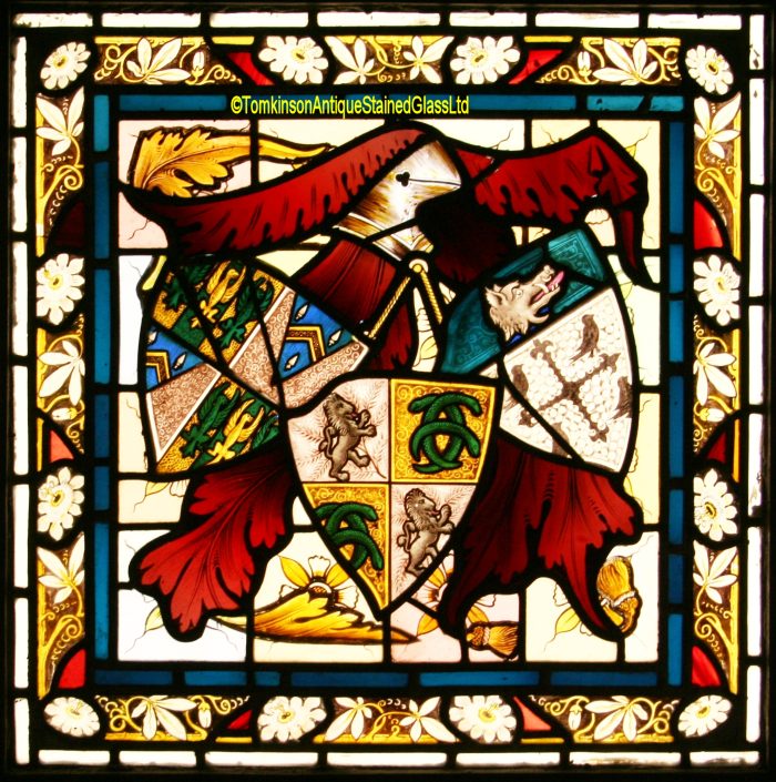 Ref: Vic546 - 3 Victorian Stained Glass Windows - Coat of Arms ~ Armorial ~ Heraldic - Image 2