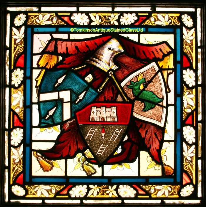 Ref: Vic546 - 3 Victorian Stained Glass Windows - Coat of Arms ~ Armorial ~ Heraldic - Image 4