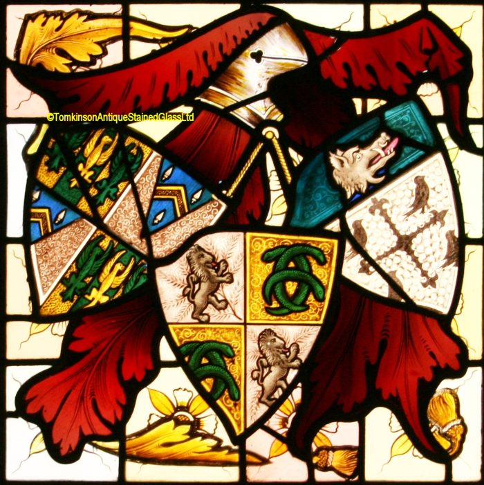 Ref: Vic546 - 3 Victorian Stained Glass Windows - Coat of Arms ~ Armorial ~ Heraldic - Image 3