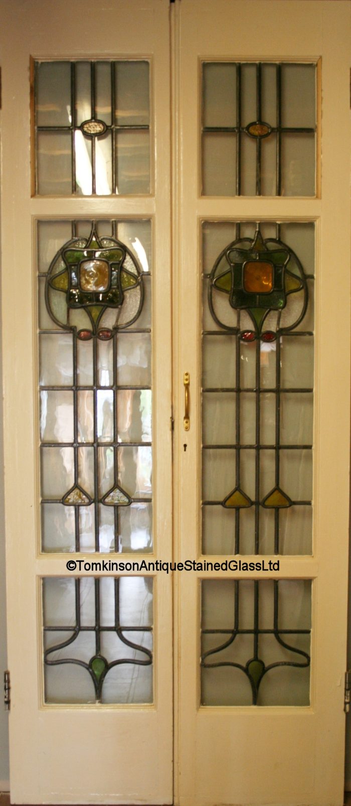 Pair of French Coloured Glass Doors