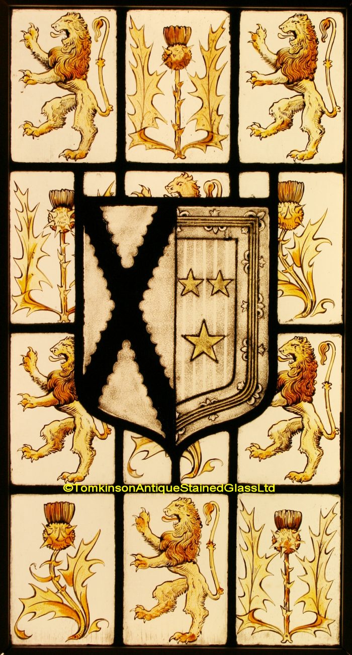 Ref: Ed327 - 3 Edwardian Stained Glass Windows - Armorial ~ Heraldic ~ Coat of Arms - Image 5