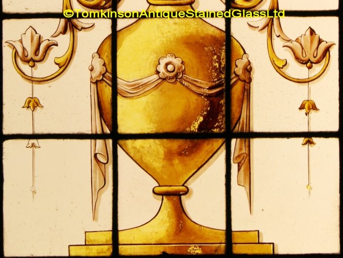 Ref: Ed330 - 2 Edwardian Stained Glass Windows - Urns of Acanthus - Image 4