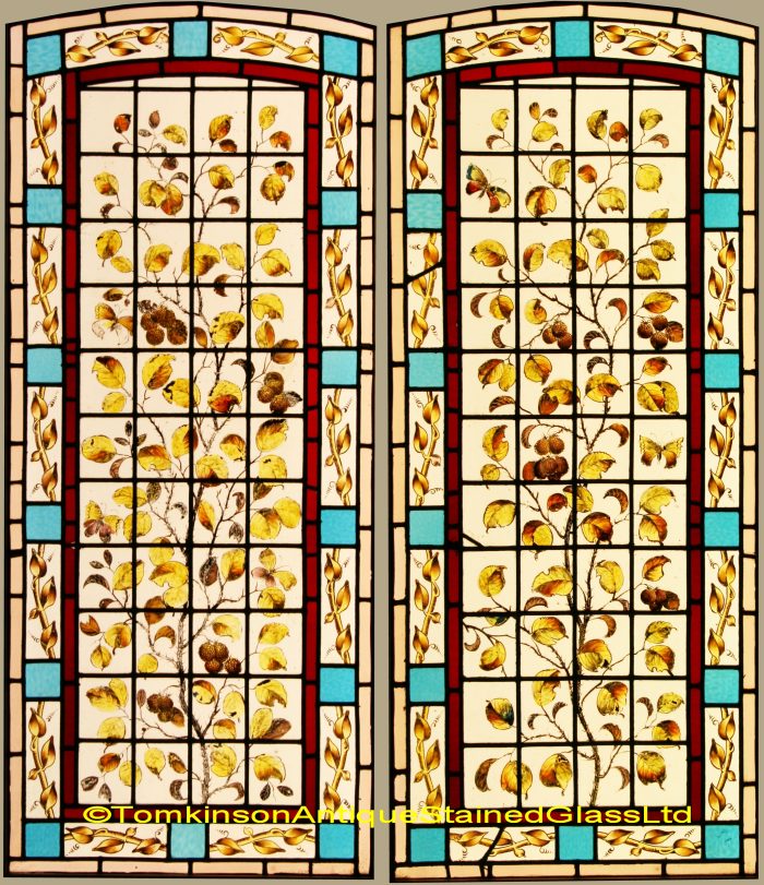 Ref: Vic551 - Victorian Stained Glass Windows - Berries & Butterflies - Image 2