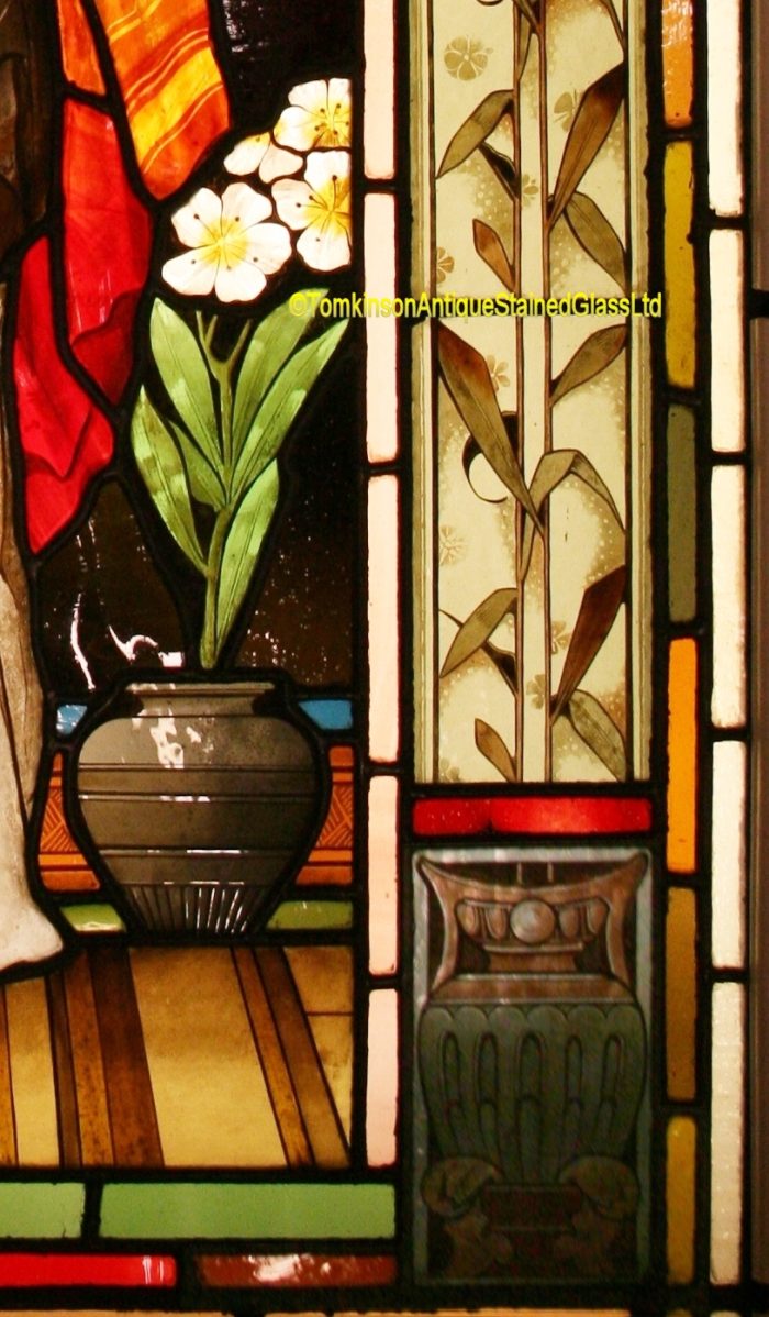 Ref: Vic556 - Victorian Stained Glass Window - Pre-Raphelite Maiden - Image 4