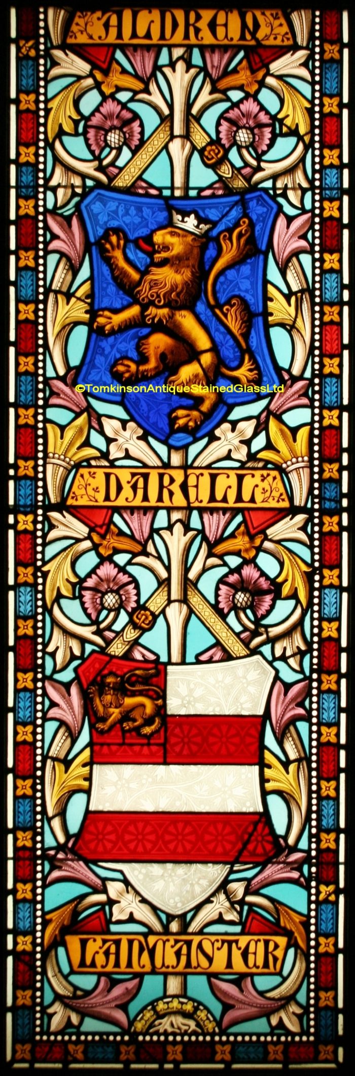 Ref: Vic560 - 4 Victorian Stained Glass Windows - Armorial ~ Heraldic ~ Coat of Arms - Image 6