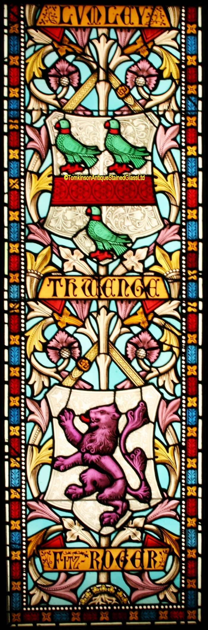 Ref: Vic560 - 4 Victorian Stained Glass Windows - Armorial ~ Heraldic ~ Coat of Arms - Image 9
