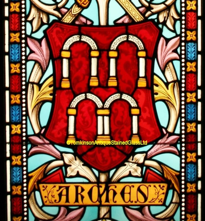 Ref: Vic560 - 4 Victorian Stained Glass Windows - Armorial ~ Heraldic ~ Coat of Arms - Image 14