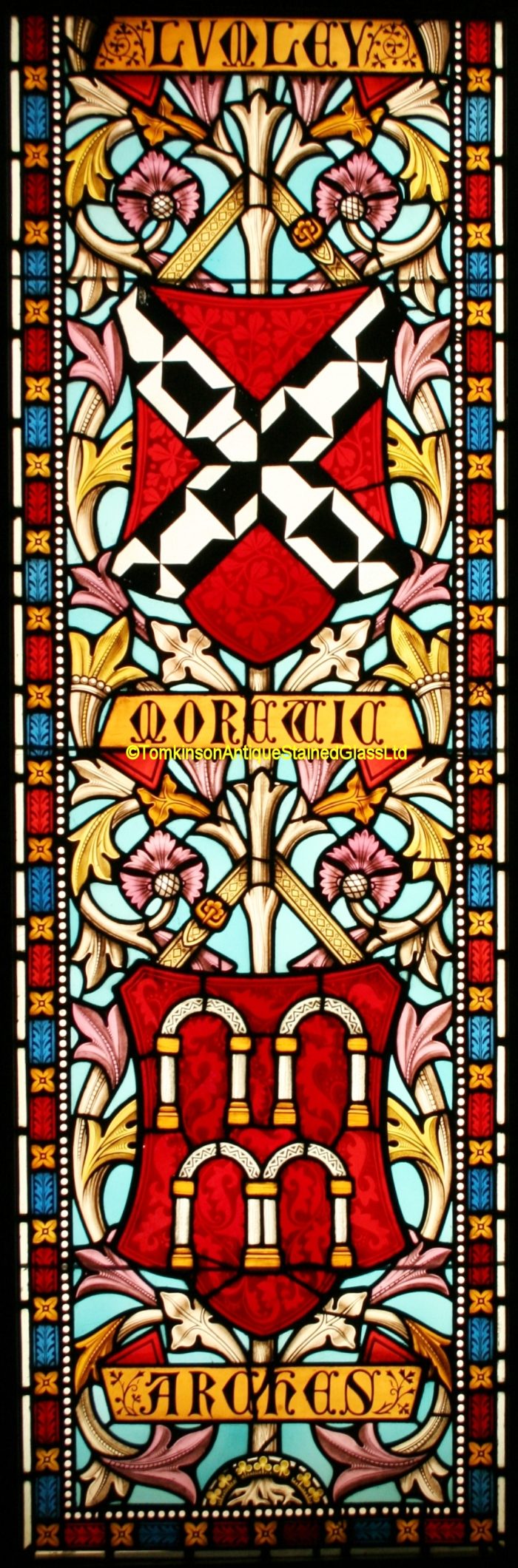 Ref: Vic560 - 4 Victorian Stained Glass Windows - Armorial ~ Heraldic ~ Coat of Arms - Image 12