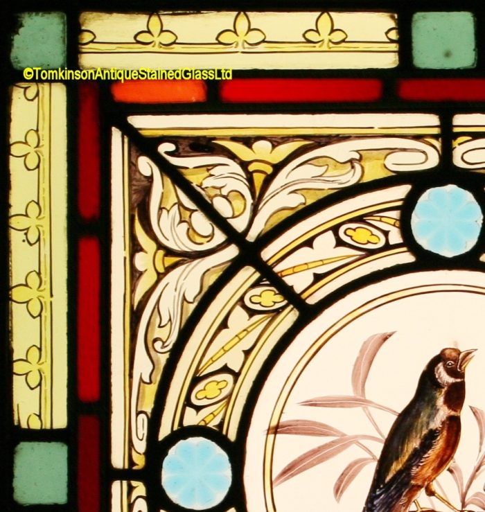 Ref: Vic638 - 2 Victorian Stained Glass Windows - Dicky Birds - Image 3